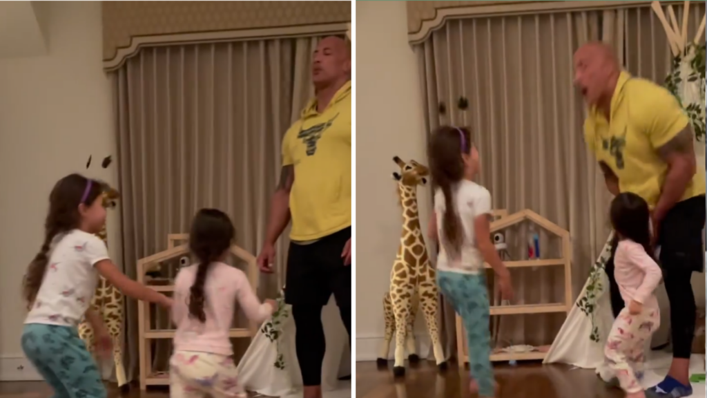 Dwayne 'The Rock' Johnson Gets An Unexpected Surprise From His Daughters As He Closes His Eyes