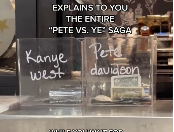 TikTok Video Goes Viral After Starbucks Store Has Two Money Tip Boxes Asking Fans If They Back Kanye West Or Pete Davidson