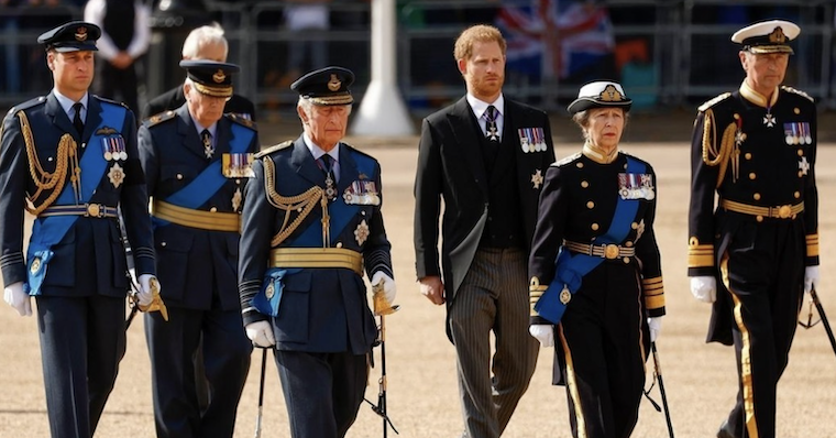 prince harry and prince william princess anne king charles iii queen elizabeth funeral