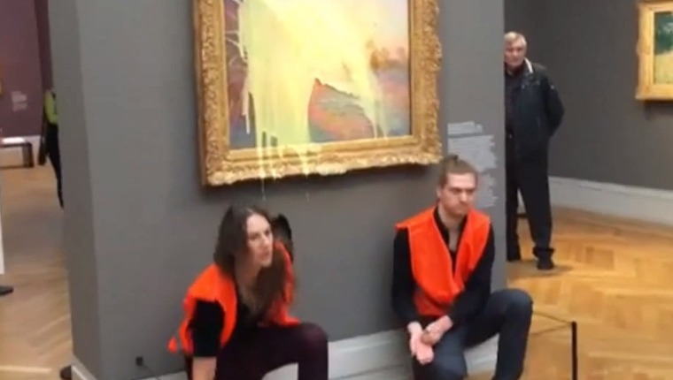 German Activists Ruin A Monet Painting With Food To Protest... Hunger?