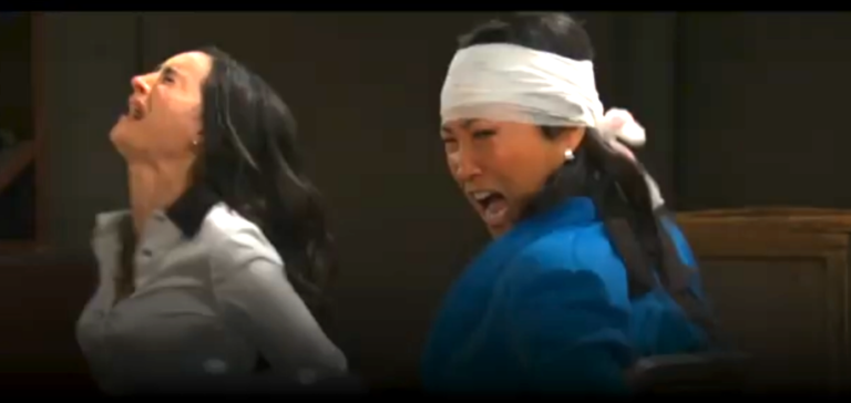 Gabi and Melinda in basement